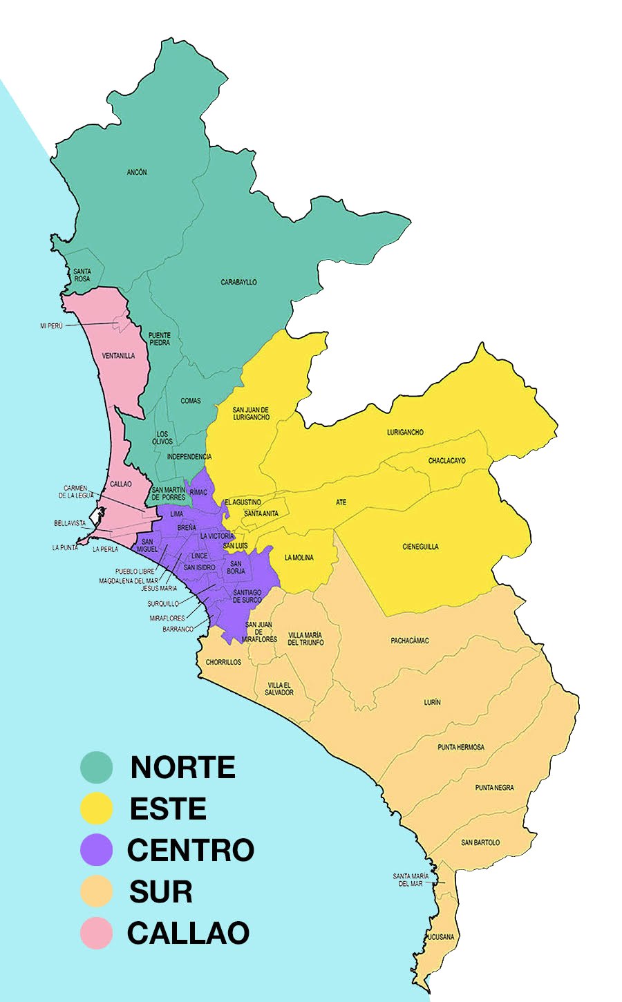 Mapa de distritos de Lima